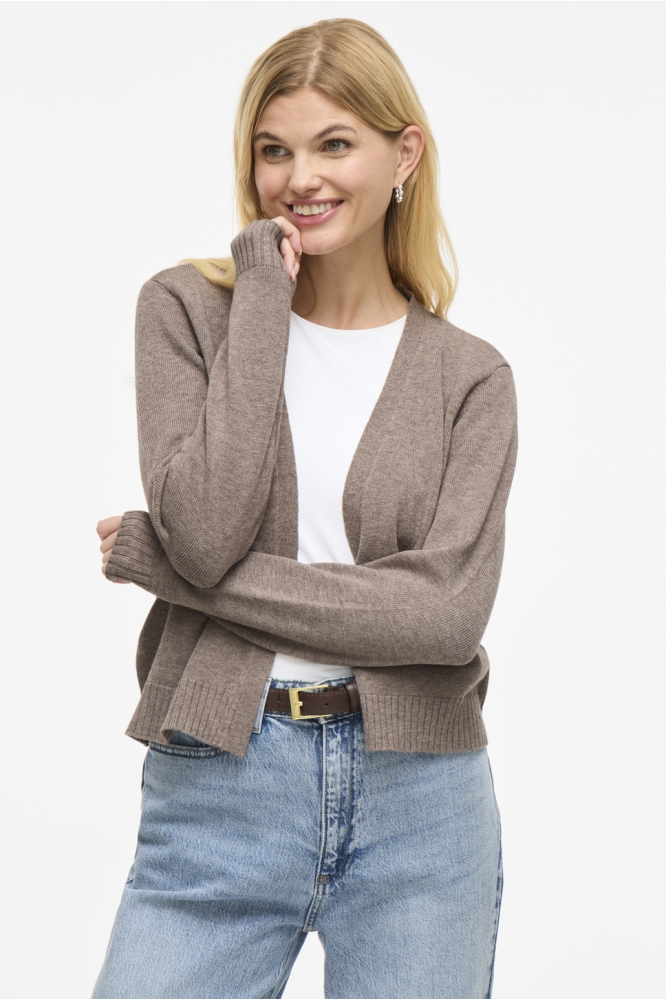 VIRIL SHORT L/S KNIT CARDIGAN-NOOS 14060800 FALCON/MELANGE